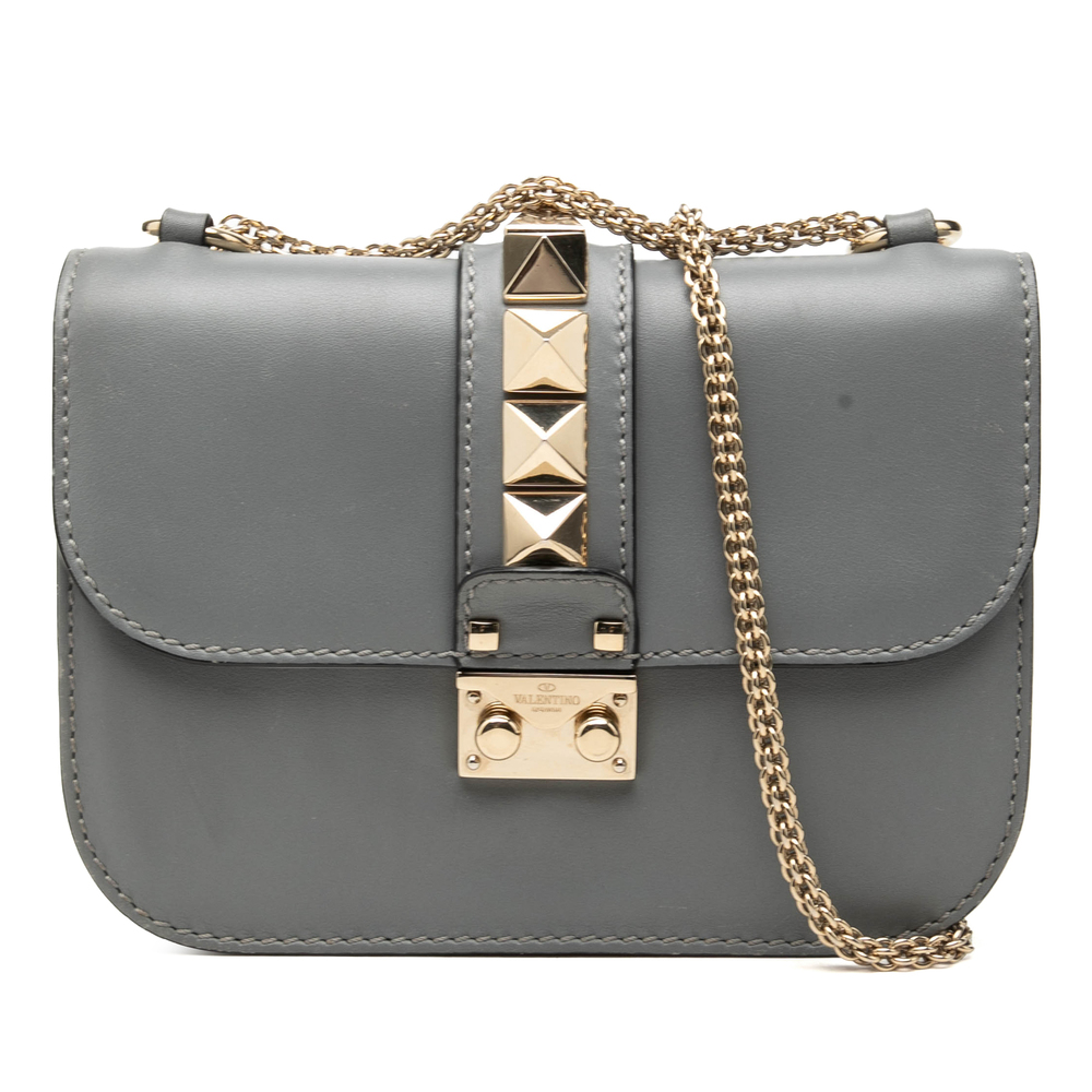 Pre-Loved Valentino Small Leather Rockstud Glam Lock Crossbody